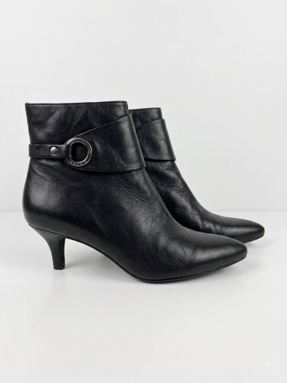 Anne Klein iFlex Black Leather Ankle Boots Sz 9
